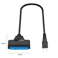Câble USB C vers SATA 20 cm, adaptateur USB 3.0 Type-C vers SATA, blindage tressé pour SSD, disque dur externe