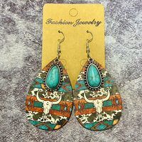Anting-anting Juntai tetesan air mata geometris Bohemian anting-anting liontin pirus Barat tetesan kayu