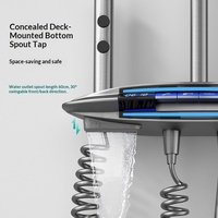 Ensemble de robinetterie de douche intelligent à LED avec éclairage d'ambiance, finition cuivre gris, pommeau de douche à jet doux et design luxueux