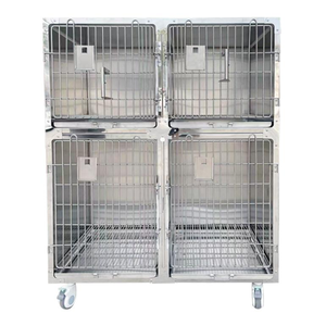 Cuccia per cani professionale a 4 sezioni-gabbia chiudibile a chiave in acciaio inossidabile con ruote per cliniche veterinarie e imbarco - Product Image 4