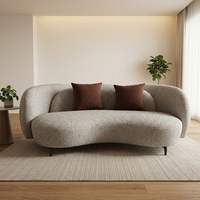 Ensemble de canapés modulaires incurvés en velours style crème, tissu bouclé, pour salon d'appartement, sans assemblage, OEM ODM