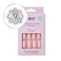 Faux Ongles Réutilisables Courts en Gel Doux Amande, Couverture Complète, 24 Pièces, Étiquette Privée, Ongles à Presser Réutilisables