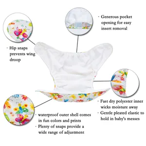 Washable Baby Nappy Ananbaby Manufacture Ecological Wholesale Baby Washable Diapers Reusable Cloth Nappies Waterproof 1 Size Cloth Diaper Soft