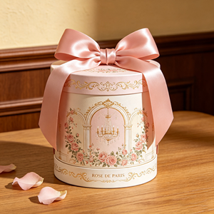 Scatola regalo rotonda di lusso con stampa personalizzata, confezione rigida in cartone per cosmetici e gioielli con design in stile <span class=keywords><strong>palazzo</strong></span> - Product Image 1