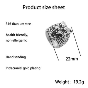Men's <b>Silver</b> Animal Wolf <b>Ring</b> Stainless Steel Retro Punk Style Jewelry Gift 260136 - Product Image 5