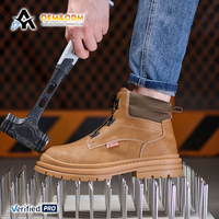 Bottes de travail mi-montantes OEM en toile et cuir avec bouton rotatif, unisexe, anti-rayures, style jogger, chaussures de sécurité à embout d'acier, pour l'hiver, en fourrure et daim