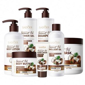 SADOER <span class=keywords><strong>Huile</strong></span> de <span class=keywords><strong>coco</strong></span> Crème hydratante pour le corps Crème au beurre Gel douche Shampoing pour cheveux Crème pour le visage et lotion pour adultes Éclaircissant pour la peau Femme - Product Image 1