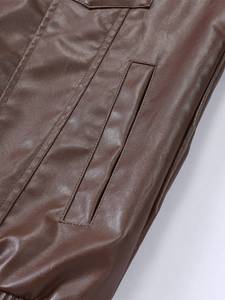<span class=keywords><strong>Veste</strong></span> en cuir PU ample à manches longues pour <span class=keywords><strong>homme</strong></span>, style universitaire, motard, pilote - Product Image 6