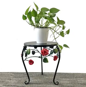 Luar Ruangan Logam Antik Pot Riser Vintage Besi Tempa Plant Stand