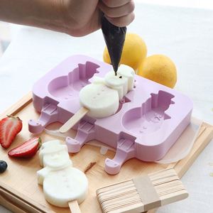 Moule à glace en silicone personnalisé en gros, formes animales, fruits, dessins animés, 3 ou 2 cavités, avec bâtonnets - Product Image 4
