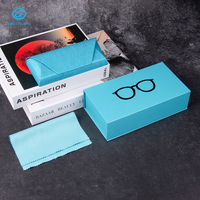 Ensemble de boîtes d'emballage pour lunettes personnalisées imprimées, chiffon de nettoyage pour lunettes en microfibre, sac en papier pour le shopping, solution complète d'emballage pour lunettes