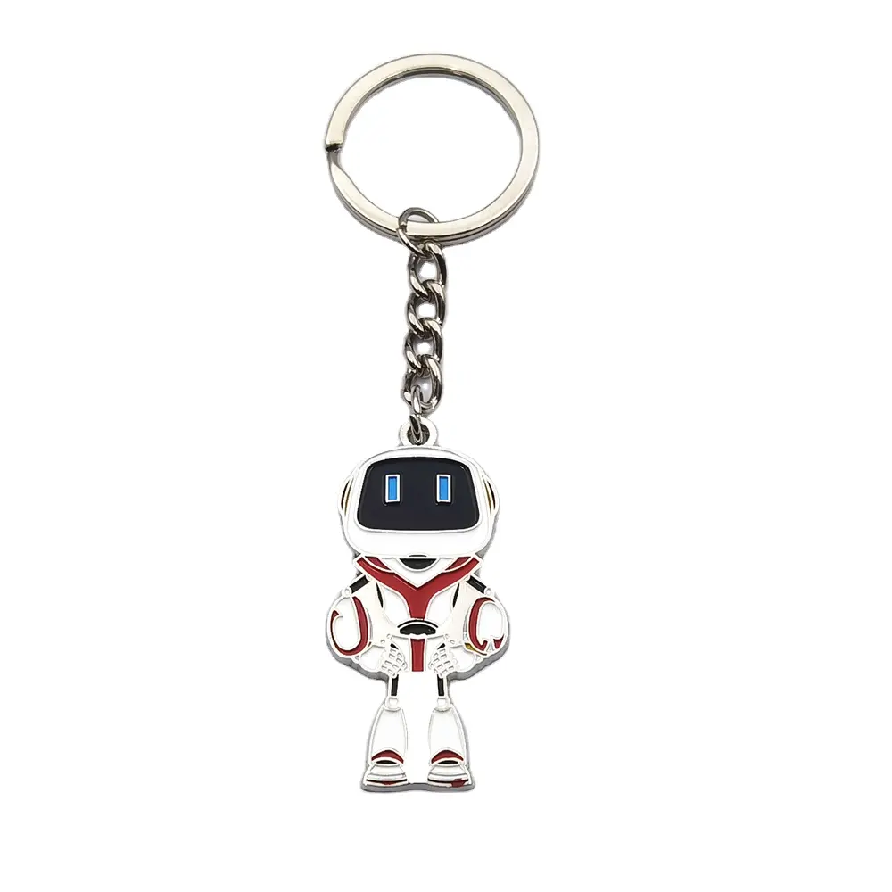 Fashion metal custom Robot model hard soft enamel keychain key ring /key holder/keyring