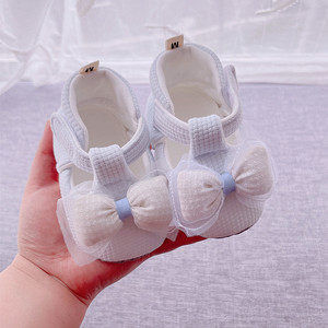 Chaussures de princesse blanches souples pour bébés de 0 à 1 an, avec nœud, pour nouveau-nés, en toile anti-dérapante, à semelle souple, pour les premiers pas - Product Image 3
