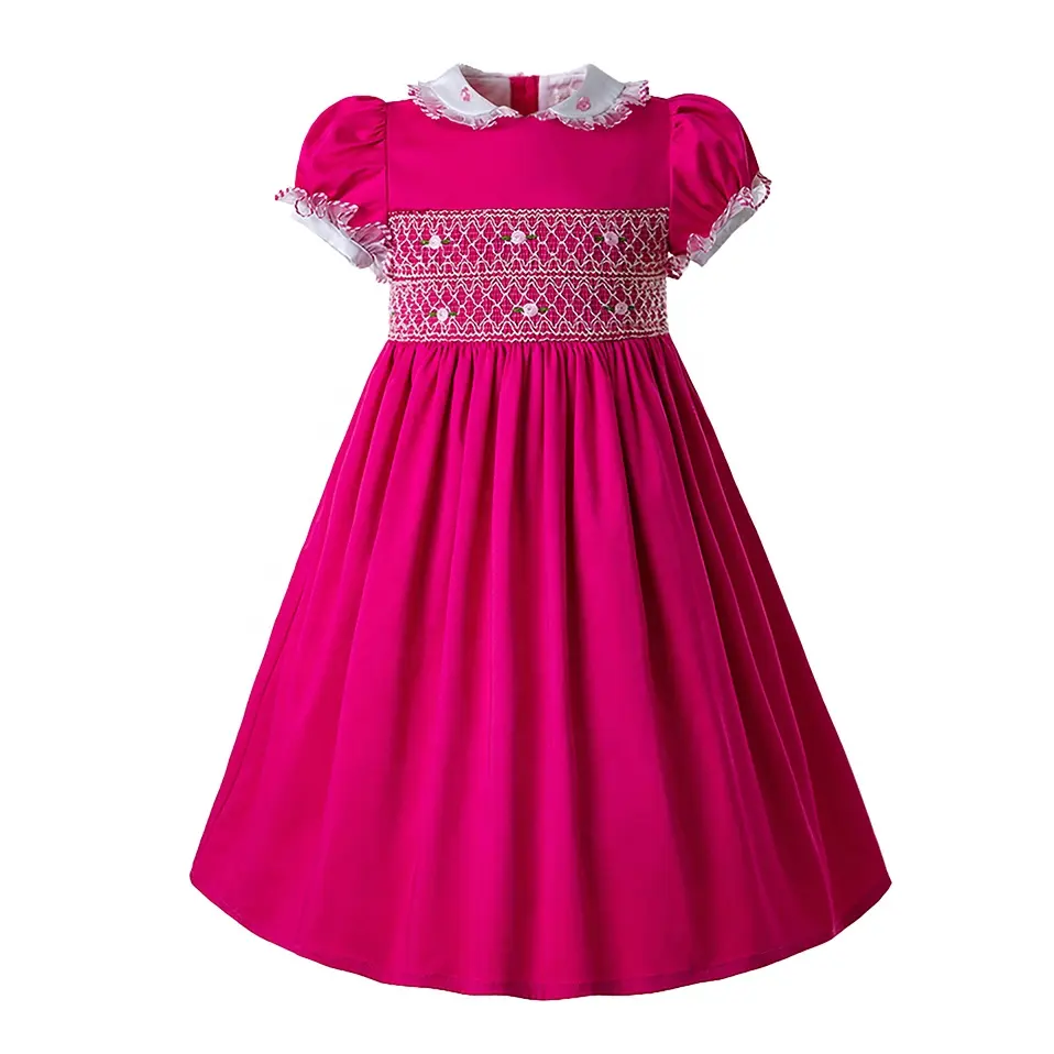 OEM Pettigirl Gaun Uskup Bayi Perempuan, Baju Berasap Merah Muda Panas