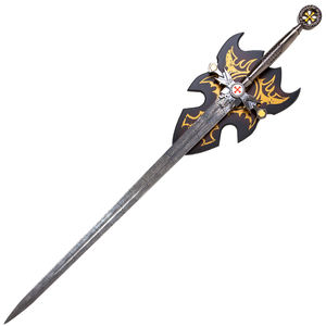 Espada de Caballero Templario Cruzado Medieval - Espada Larga Decorativa de Estilo Gótico Oscuro con Emblema Negro y Dorado - Product Image 2