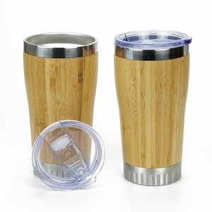 Tazas de café de bambú reutilizables, doble pared, acero inoxidable, <span class=keywords><strong>600</strong></span> <span class=keywords><strong>ml</strong></span> /20 oz, Impresión de transferencia, logotipo personalizado con tapa - Product Image 3
