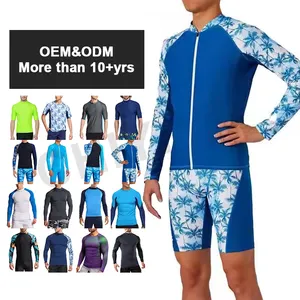 Gilet Anti Slip Rash da <span class=keywords><strong>uomo</strong></span> da Surf da <span class=keywords><strong>uomo</strong></span> magliette da nuoto giovanili boxe Rash Guard in Nylon con stampa personalizzata a maniche lunghe Set di Zip per Surf da spiaggia - Product Image 1