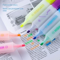 Surligneur à pointe épaisse, grande capacité, design élégant, marqueur 6 couleurs, pour étudiants, surligne les points clés, couleurs bonbon, séchage rapide