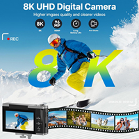 Cámara Digital de 96MP con Estabilización de Imagen, Zoom 20x, Transmisión en Vivo, Enfoque Automático, Flash LED, HDR, Pantalla Abatible, Cámaras 8k para Fotografía