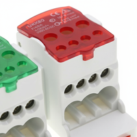Bloque de terminales unipolar UKK 80A para riel DIN, conector de distribución de energía, conexión por tornillo de 5-10 mm², para armario eléctrico 21-30