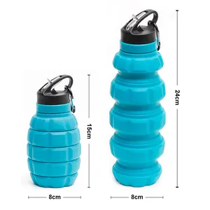 Custom Eco-friendly Food Grade Sport 580ml Foldable Water Bottle Grenade Silicone Drinking Collapsible Cups