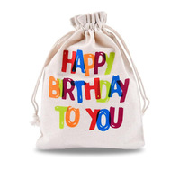Sac cadeau en toile personnalisé avec logo Joyeux Anniversaire, sac à friandises et collations, pochette à surprises pour révélation du sexe, fête d'anniversaire, cadeau invité