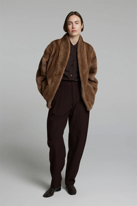 Nuovi cappotti di visone corti da donna popolari in vendita Color caffè importato <span class=keywords><strong>cappotto</strong></span> di visone spesso invernale <span class=keywords><strong>senza</strong></span> colletto con chiusura elegante - Product Image 3