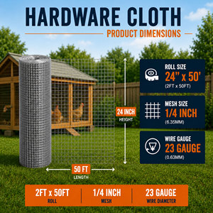 USSANXING 23 Gauge 0.6mm Galvanized Steel 1 4 Inch <b>Mesh</b> Opening Double Coated Welded <b>Mesh</b> 24 Inch X 50ft for Fencing - Product Image 4