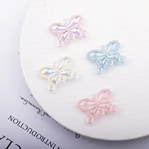 Wholesale Handmade Mobile Phone Decoration Accessories 3 Holes Acrylic Connectors Lovely Butterfly Plastic Loose Beads