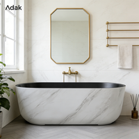 Baignoire autoportante portable écologique légère et durable en acrylique effet marbre avec fonction de trempage pour usage domestique et hôtelier en intérieur
