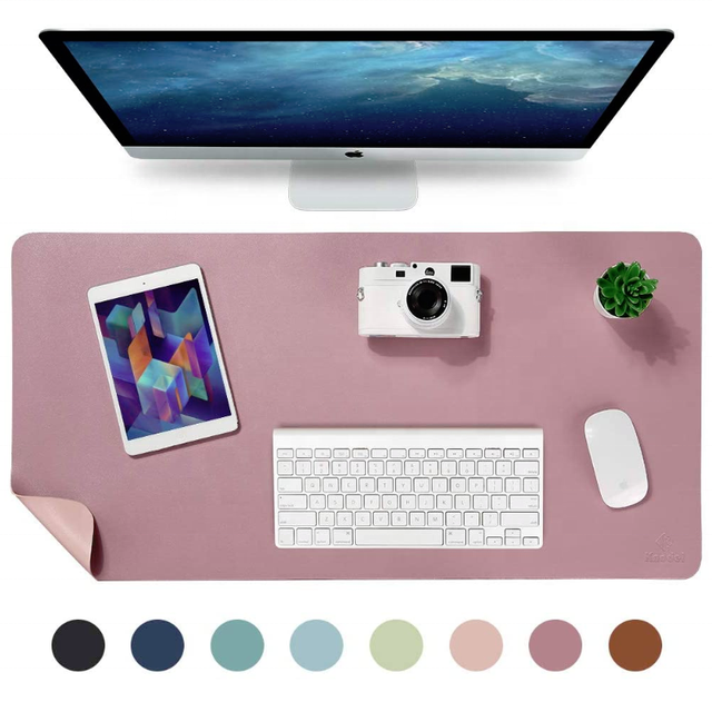 Hot Selling 31.5x15.7'' Dual Sided Mouse Mat Soft Pu Leather Writing Desk Mat