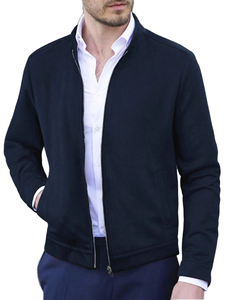 Chaqueta Bomber de Otoño Invierno para Hombre, Estilo Vintage, Casual, Corte Ajustado, Mangas Regulares, Cuello Alto con Cremallera, Lona - Product Image 1