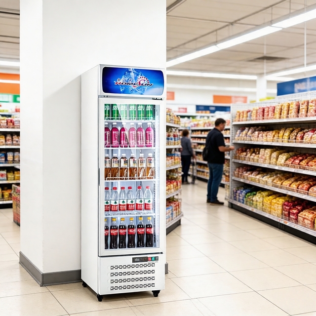 Commercial Food Refrigeration Integrated Fridge Freezer Beer Bar Vitrine Supermarket Glass Display Refrigerator