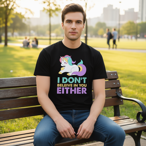 Maglietta con stampa Unicorno - Non credo in te neppure per promozioni - Product Image 3