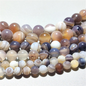 Grigio <span class=keywords><strong>Botswana</strong></span> <span class=keywords><strong>agata</strong></span>, gemma a strisce di calcedonio perline per la creazione di gioielli fai da te 6mm 8mm 10mm 12mm - Product Image 4