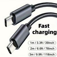 Cable de Datos Tipo-C a Tipo-C de 60W con Carga Rápida PD y Revestimiento Trenzado de 1M/2M/3M
