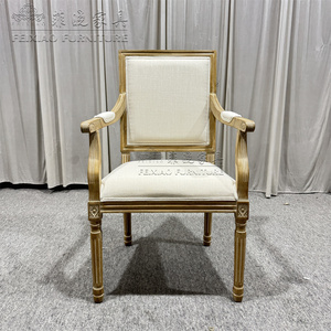Chaise <span class=keywords><strong>Louis</strong></span> en bois massif de style classique haut de gamme pour salle de banquet, dossier <span class=keywords><strong>carré</strong></span>, salon d'hôtel, fauteuil individuel de loisirs - Product Image 3