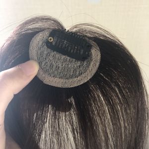 SS LONGFORヘアバングダークブラウンカラー2 # クリップイントッパー、フリンジ付き女性用人毛8インチ3x4ヘアエクステンション3Dバング - Product Image 5