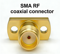 Conector Coaxial RF SMA-KFD161-1, Tipo Flange de 2 Orificios, Cabeza Hembra, Pines Chapados en Oro, 50 Ohmios, DC-18GHz