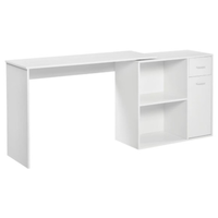 Bureau d'ordinateur en forme de L, table d'angle rotative à 180 °, équipé d'étagères de rangement, de tiroirs et d'armoires