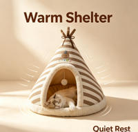 Lit pour animaux de compagnie en forme de tente tricotée, style yourte mongole, épaissi et chaud, pour chats, maison pour chat, lit pour chat d'automne, d'hiver et de Noël, nid pour animaux de compagnie