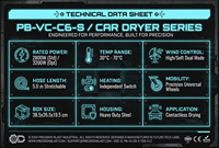 Sèche-voiture professionnel PB-VC-C6-S 3200W Température réglable 30-70 ° Tuyau télescopique C 5M avec roues pour atelier de detailing ODM