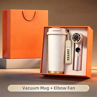 Ensemble Cadeau d'Entreprise Tendance 2026 : Mini Ventilateur Portable Turbo à Bras Articulé 3000mAh et Mug 500ml – Idéal pour Souvenir Client