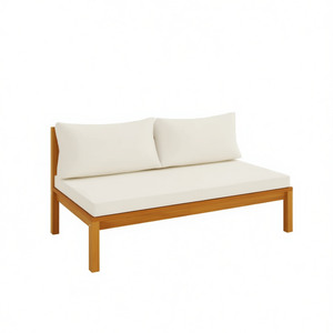 Solid Acacia <b>Wood</b> Garden <b>Sofa</b> Cream White Two Seat Outdoor Furniture Minimalist Design - Product Image 1
