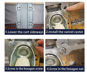 Chariot en métal argenté résistant de 1000kg avec l'outil de transport industriel de roues de degré de 360 ° - Product Image 6