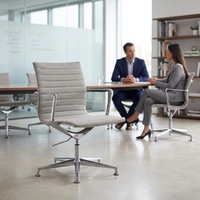 Fauteuil de bureau exécutif moderne pivotant en tissu, dossier bas, réglable en hauteur, base 5 étoiles en alliage d'aluminium