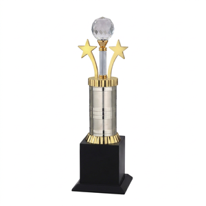 Metal Trophy With <b>Crystal</b> <b>Ball</b> High-quality recognition award suitable for distributors, dealers, and corporate partners. - Product Image 1