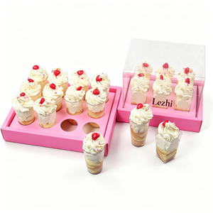 Thiết kế mới hộp <span class=keywords><strong>cupcake</strong></span> trong suốt và bao bì phân hủy sinh học mini vuông tròn tráng miệng hộp cốc - Product Image 6