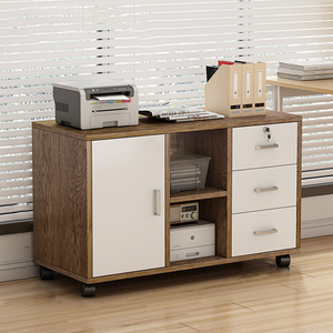 Adjustable Wooden Office Side <strong>Cabinet</strong> with Lock Low Under Desk Storage Unit and Printer Drawer for File Organization - Product Image 5