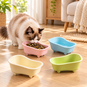 <span class=keywords><strong>Ciotola</strong></span> in Ceramica per Animali Domestici a Forma di Vasca da Bagno Personalizzata per Gatti e Cani, Colori Pastello con Quattro Piedini, <span class=keywords><strong>Ciotola</strong></span> Colorata in Ceramica per l'Alimentazione degli Animali Domestici, Vendita all'Ingrosso - Product Image 3
